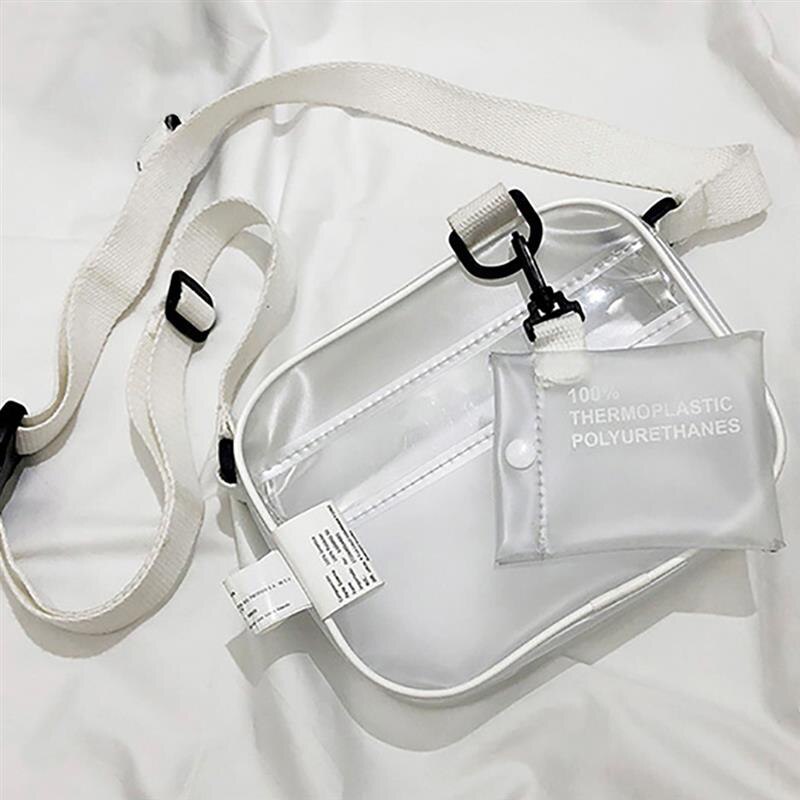 Casual Pvc Transparent Clear Women Crossbody Bags Shoulder Bag Handbag Jelly Small Phone Bags With Card Holder Wide Strap - ebowsos