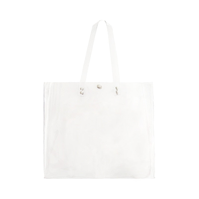 Casual Totes Women Pvc Handbags Transparent Beach Bags Summer Shopping Bags Ladies Shoulder Bag Open Handbag - ebowsos