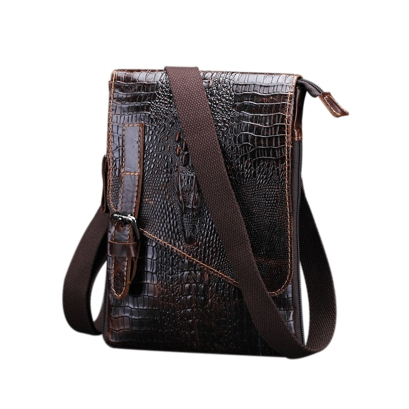 Casual men bags male crocodile pattern flap bag Shoulder Crossbody bags Handbags Messenger small men Leather bag - ebowsos