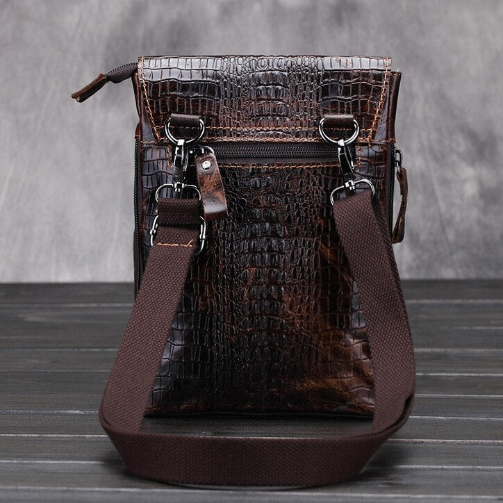 Casual men bags male crocodile pattern flap bag Shoulder Crossbody bags Handbags Messenger small men Leather bag - ebowsos