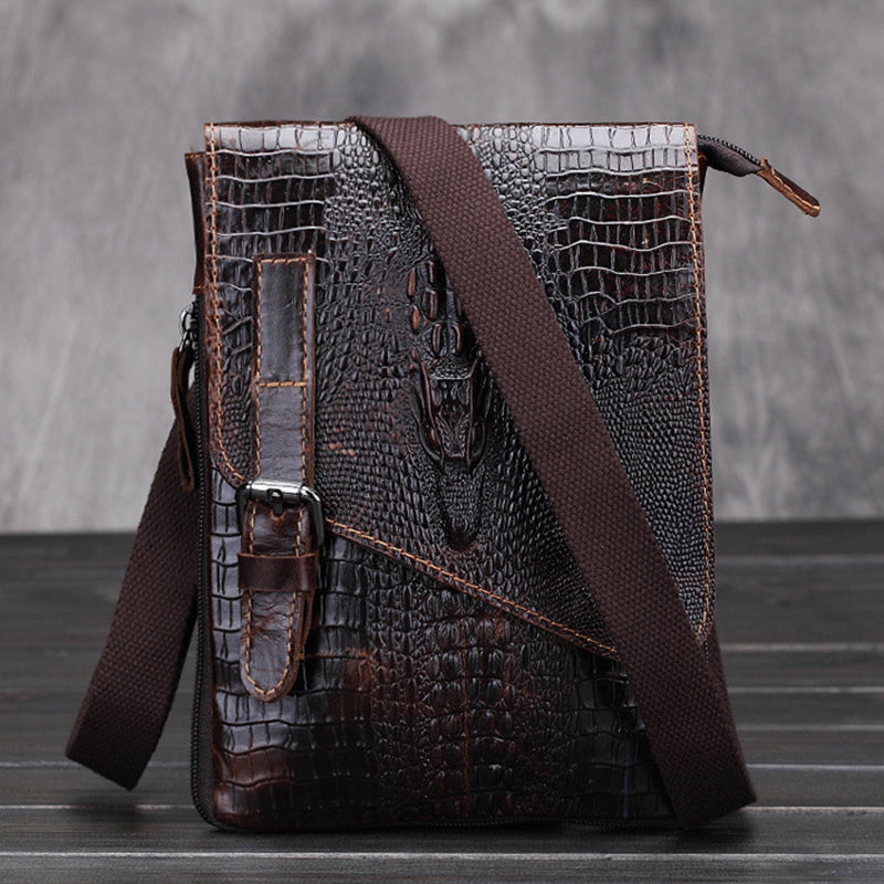 Casual men bags male crocodile pattern flap bag Shoulder Crossbody bags Handbags Messenger small men Leather bag - ebowsos