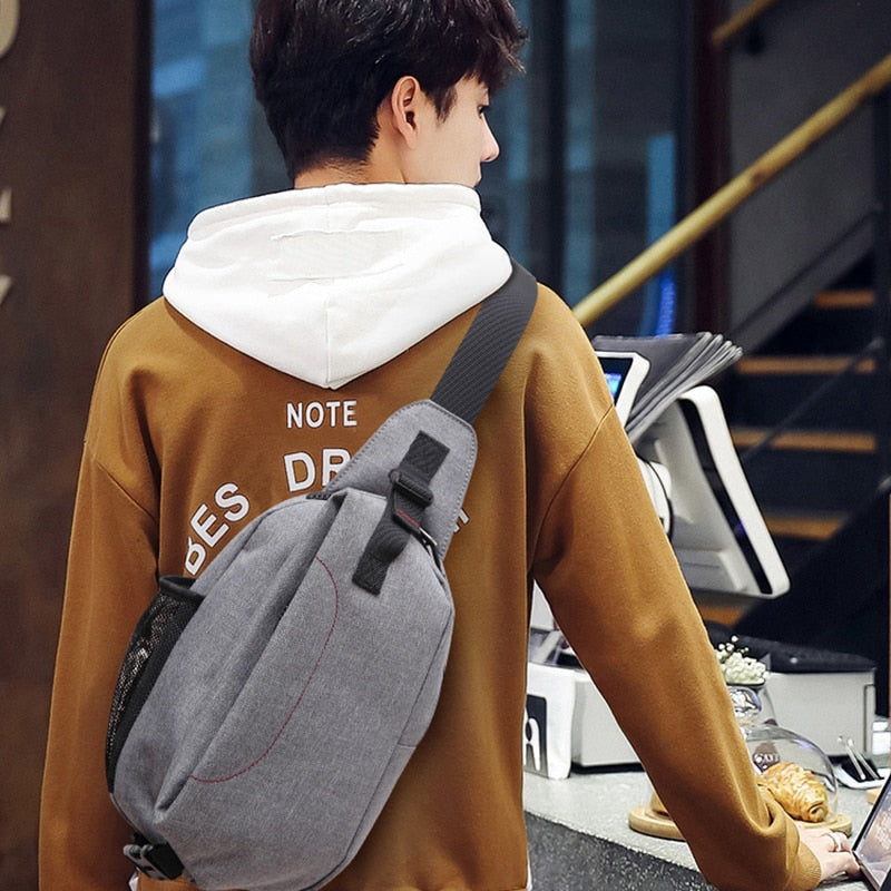 Chest Bag Men's School Bag For Teenagers Men Outdoor Travel Bags Large Capacity Shoulder Crossbody Bag - ebowsos