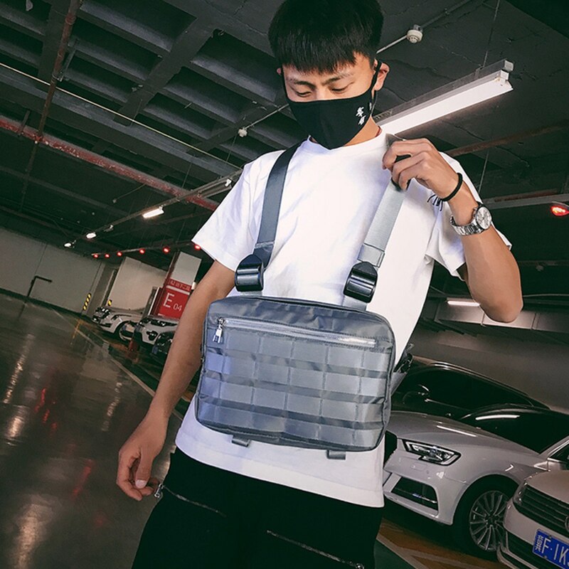 Chest Rig Bags Adjustable Pocket Hip Hop Streetwear Functional Breast Bag Cross Shoulder Bag - ebowsos