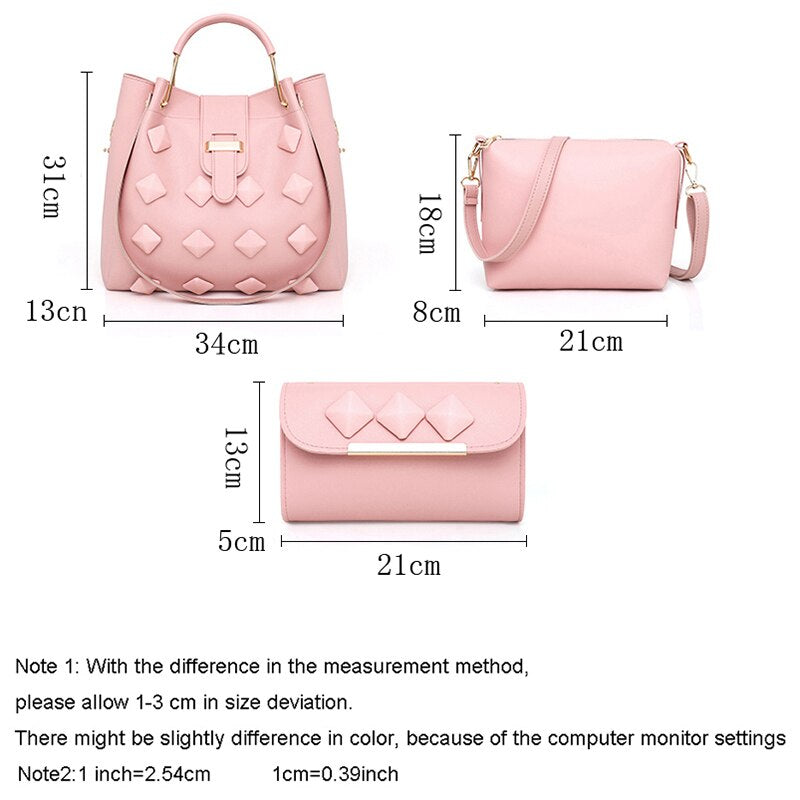 Classic Bags For Women Pu Leather Women Handbags And Crossbody Bags 3 Sets Bag - ebowsos