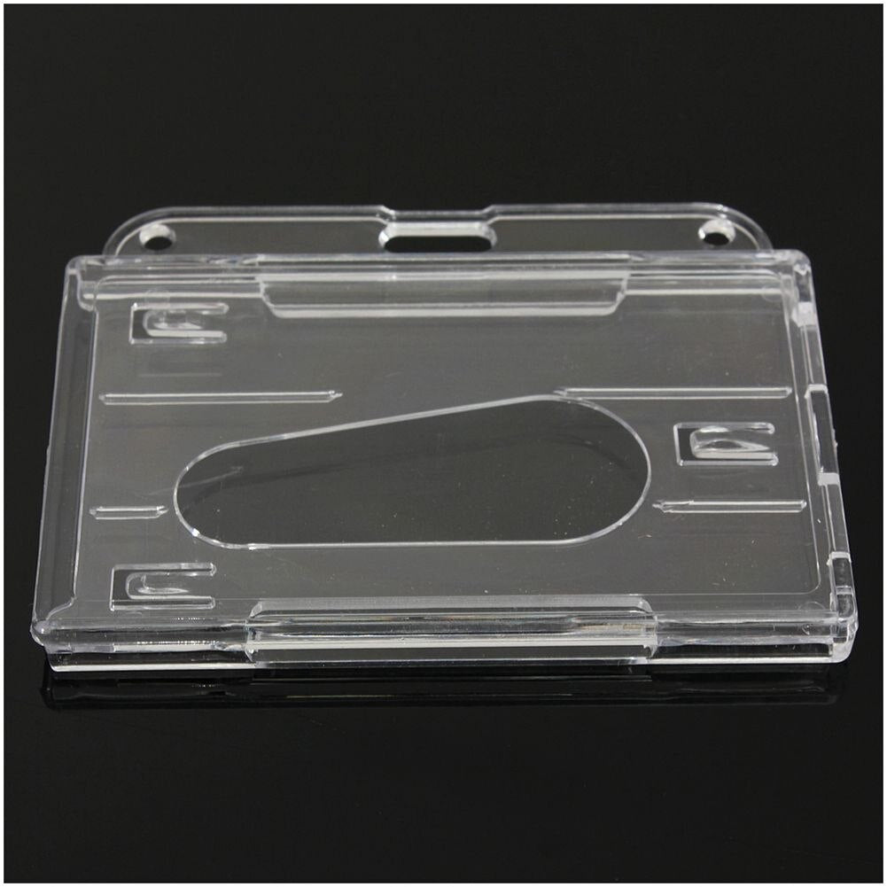 Clear Horizontal Badge Buddy Enclosed Double Dual ID Card Pass Holders Pack Quantity:2 Pcs - ebowsos