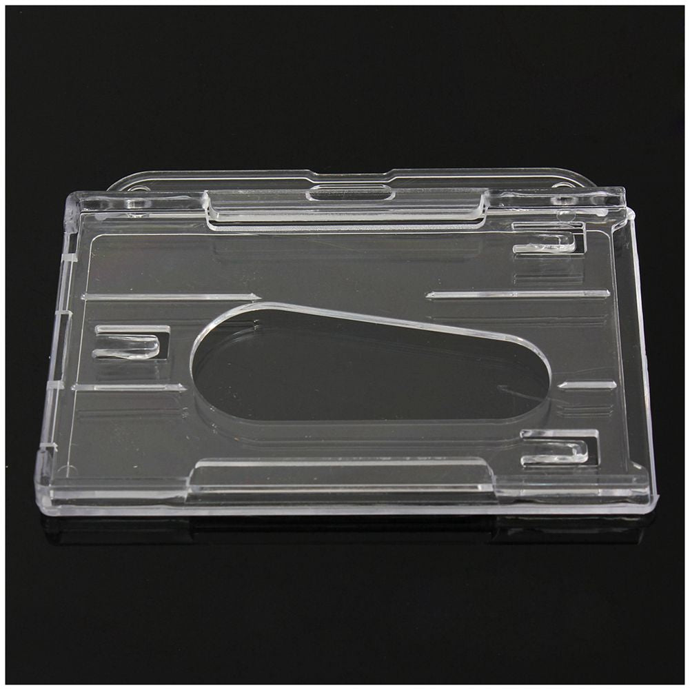 Clear Horizontal Badge Buddy Enclosed Double Dual ID Card Pass Holders Pack Quantity:2 Pcs - ebowsos