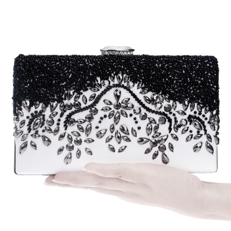 Clutch Evening Bag Giltter Beaded Flap Clutch Evening Handbag Purse - ebowsos