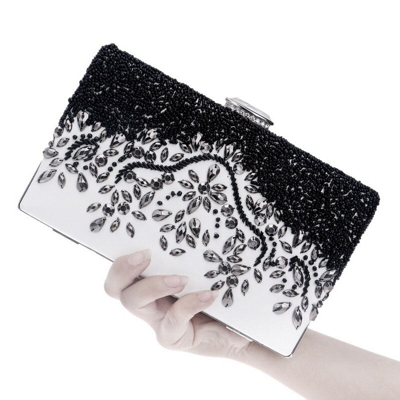 Clutch Evening Bag Giltter Beaded Flap Clutch Evening Handbag Purse - ebowsos