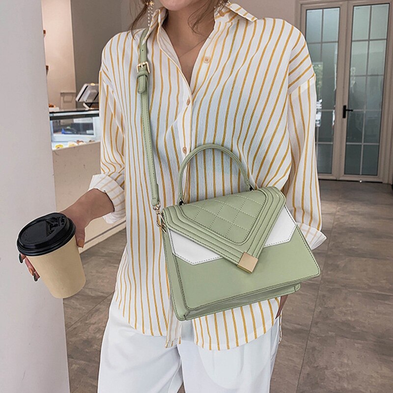 Contrast Small Bag Female 2019 New Rhombic Portable Female Bag Korean Version Of The Shoulder Messenger Bag Fashion Small - ebowsos