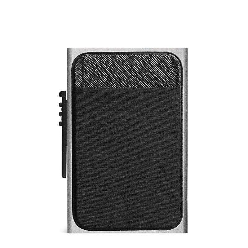 Credit Card Holder Wallet Women Men Card Boxs Up Aluminum Back Pocket Coin Purse Id Rfid Blocking Metal Mini Slim Automat - ebowsos