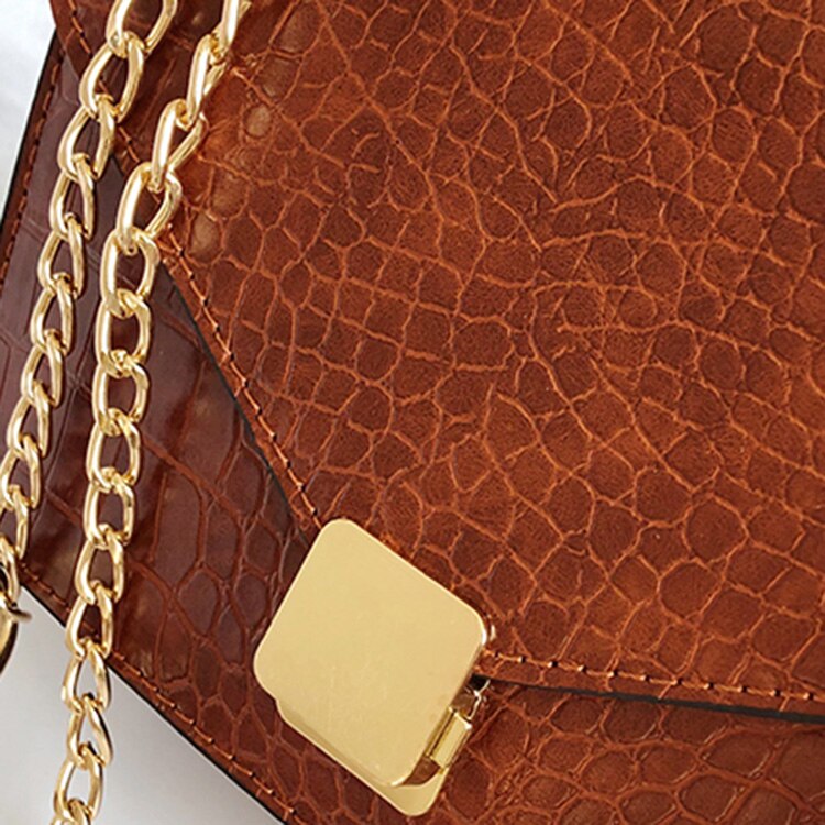 Crocodile Pattern Crossbody Bags For Women Small Chain Handbag Small Bag Pu Hand Bag Ladies Shoulder Bags - ebowsos