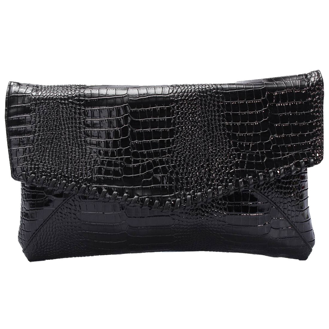 Crocodile pattern Handbag for Evening Party black - ebowsos