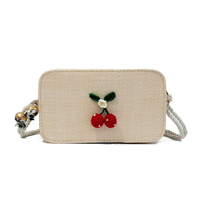 Crossbody Bags For Women Straw Cherry Handbags Women Bag Mini Flap Hand Shoulder Bag Women Messenger Bag - ebowsos