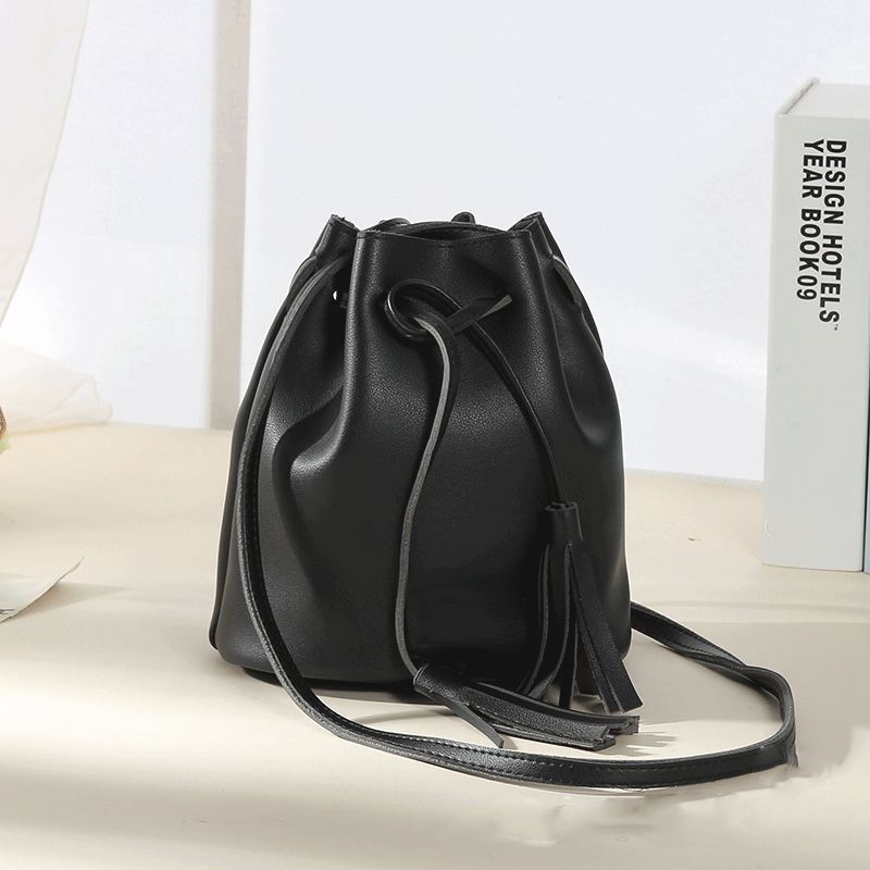 Crossbody Handbags Drawstring Bucket Bag for Women Shoulder Bag Purse Tote PU Leather Bags - ebowsos