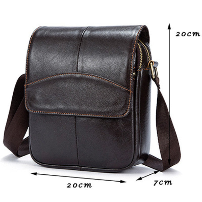 Crossbody Men'S Genuine Leather Bag Men Bag Fashion Shoulder Messenger Bag Men Small Flip - ebowsos