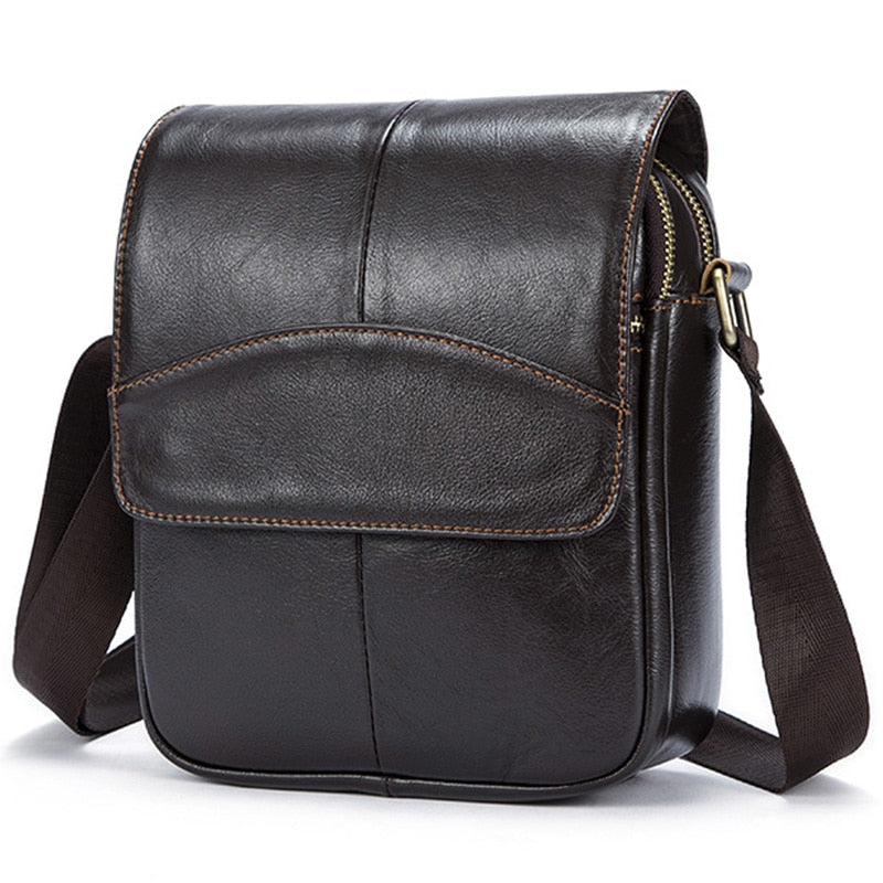 Crossbody Men'S Genuine Leather Bag Men Bag Fashion Shoulder Messenger Bag Men Small Flip - ebowsos