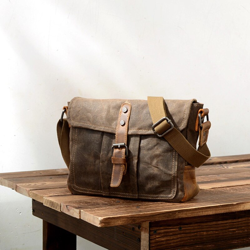 Crossbody Men'S Shoulder Bag Waterproof Canvas Bag Men'S Casual Messenger Bag - ebowsos