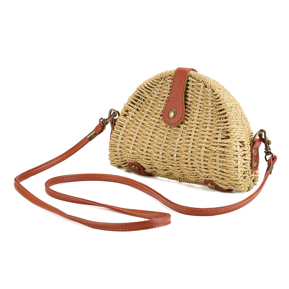 Crossbody Straw Bag Womens Straw Handbag Shoulder Bag For Beach Travel And Everyday Use - ebowsos