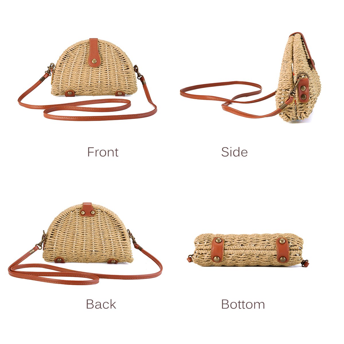 Crossbody Straw Bag Womens Straw Handbag Shoulder Bag For Beach Travel And Everyday Use - ebowsos