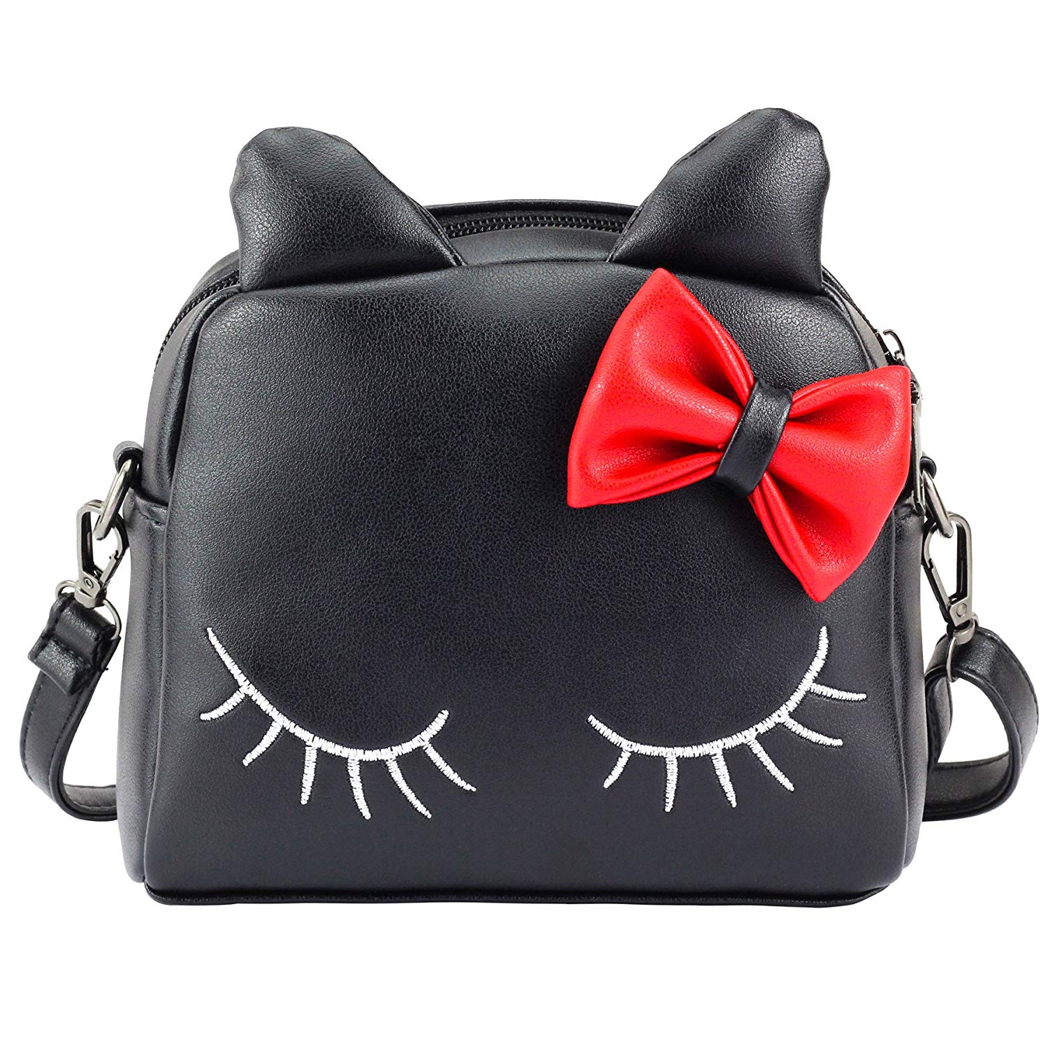 Cute Little Girls Cat Purse for Toddler Kids Mini Bag Bags with Bows - ebowsos