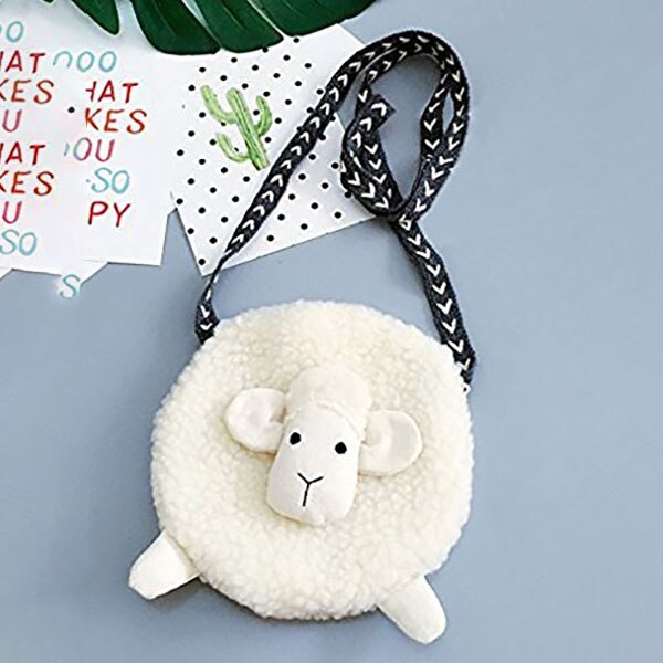 Cute Sheep Shoulder Bag Girls Plush Cross Body Bag Messenger Small Wallet Coin Purse Baby Travel Phone Pouch Key Bag Satc - ebowsos