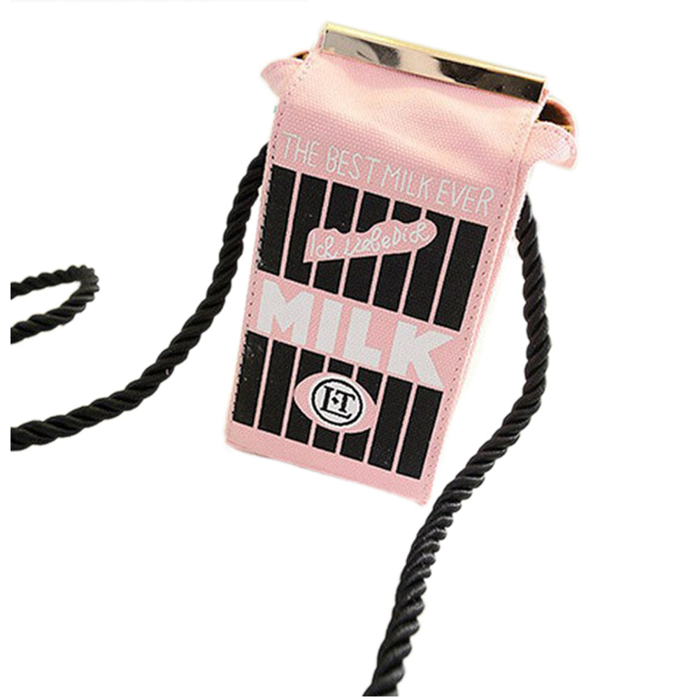 Cute Stereo Mini Milk Box Makeup Cartoon Bag Women Fashion Letter Canvas Shoulders Bag - ebowsos