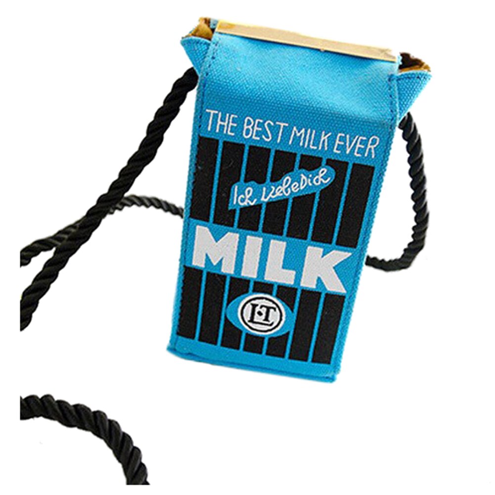 Cute Stereo Mini Milk Box Makeup Cartoon Bag Women Fashion Letter Canvas Shoulders Bag - ebowsos