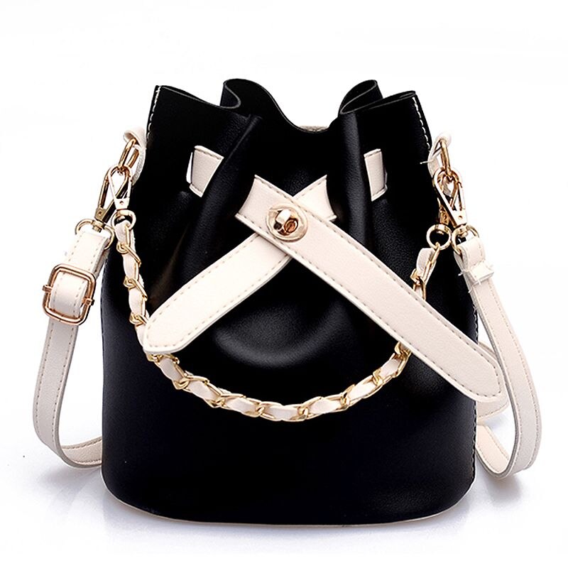 Cute Strap Bucket Bag Women PU Leather Shoulder Bag Fashion Ladies Crossbody Bags - ebowsos