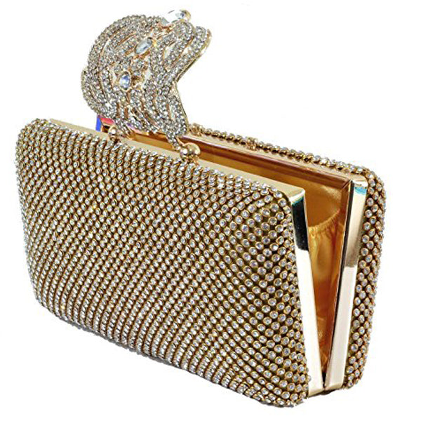 Dazzling Rhinestone Encrusted Evening bag Clutch Purse Party Bridal Prom - ebowsos