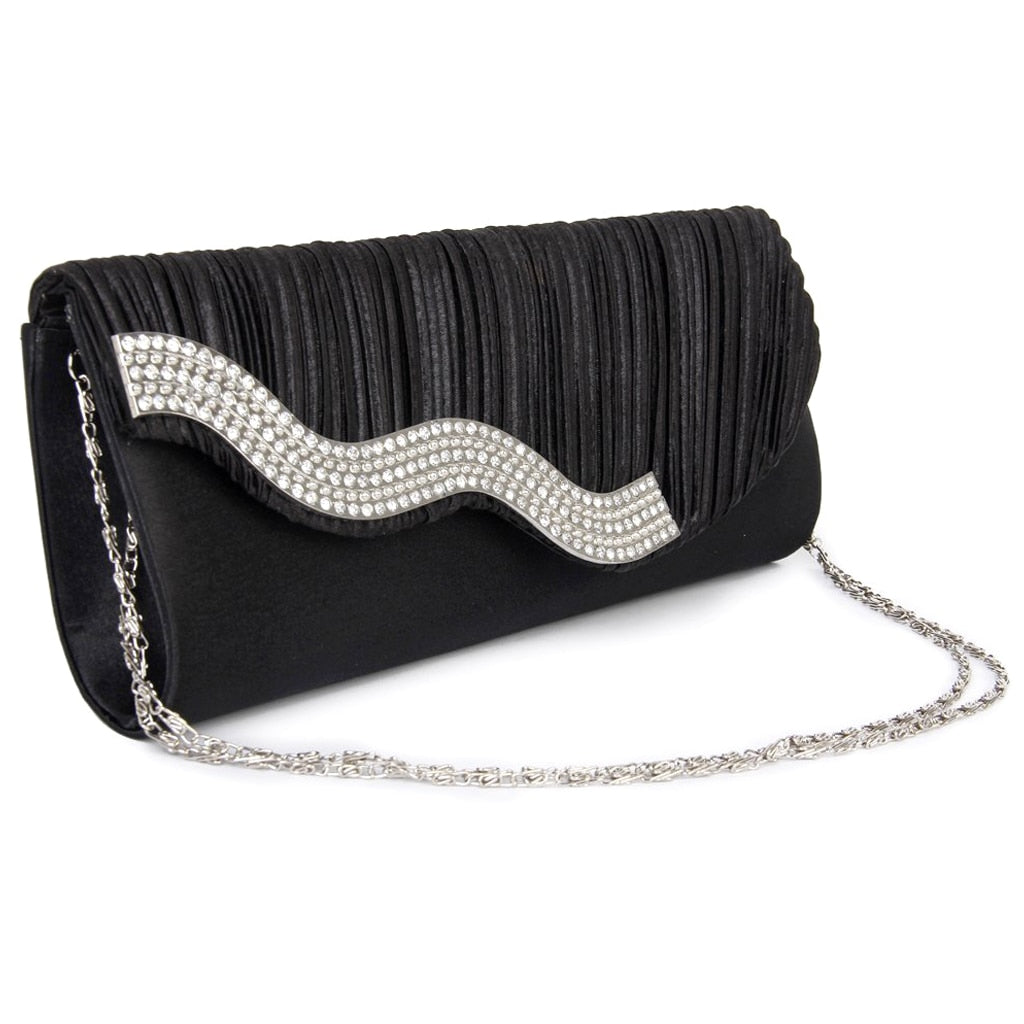 Diamond Evening Bag Satin surface with Fold - ebowsos