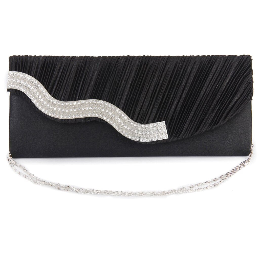 Diamond Evening Bag Satin surface with Fold - ebowsos