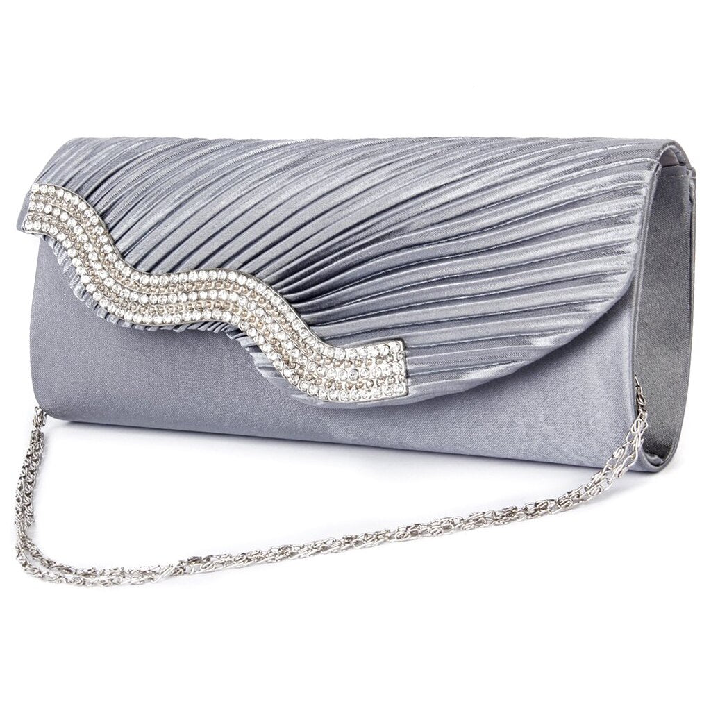 Diamond Evening Bag Satin surface with Fold - ebowsos