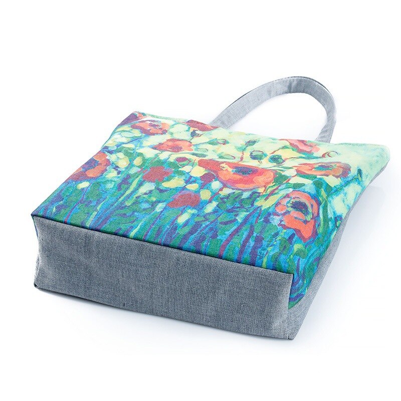 Digital Printing Canvas Painting Flowers Shoulder Bags Shopping Bags( blue) - ebowsos