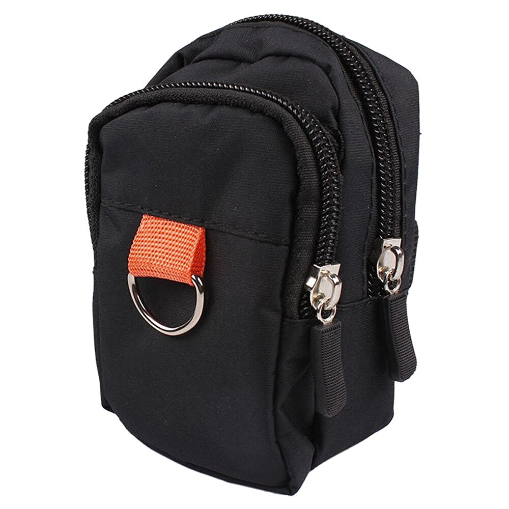 Double Zipper Wrist Bag Arm Mobile Phone Key Package Coin Purse Bag Black - ebowsos