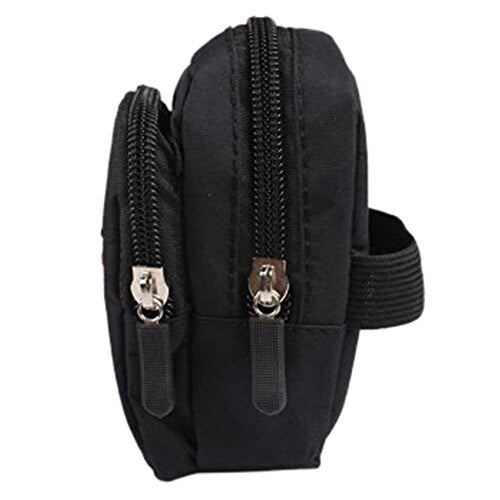 Double Zipper Wrist Bag Arm Mobile Phone Key Package Coin Purse Bag Black - ebowsos