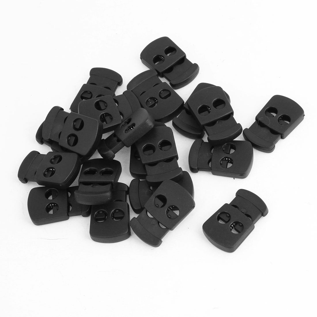 Dual Hole Bean Cord Locks Ends Stoppers 5.5mm Dia 20 Pcs Black - ebowsos