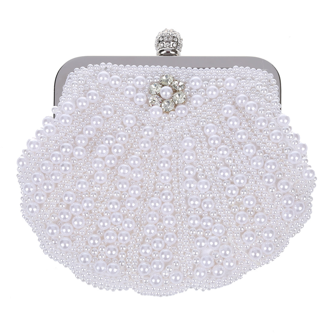 Elegant Pearl Bridal Clutch Bag Party Handbag Shell Bag White - ebowsos