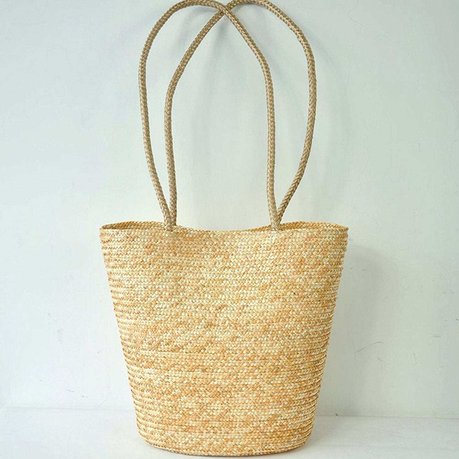 European Style Simple Elegant Straw Woven Beach Tote Bag Purse - ebowsos
