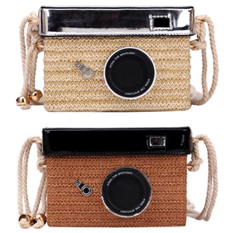 Fashion Camera Styling Bag Ms. 2019 Summer Arrival Beach Bag Purse Female Straw Bag Shoulder Messenger Bag - ebowsos