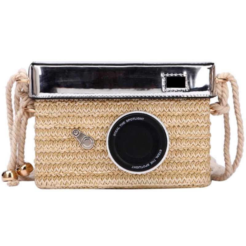 Fashion Camera Styling Bag Ms. 2019 Summer Arrival Beach Bag Purse Female Straw Bag Shoulder Messenger Bag - ebowsos