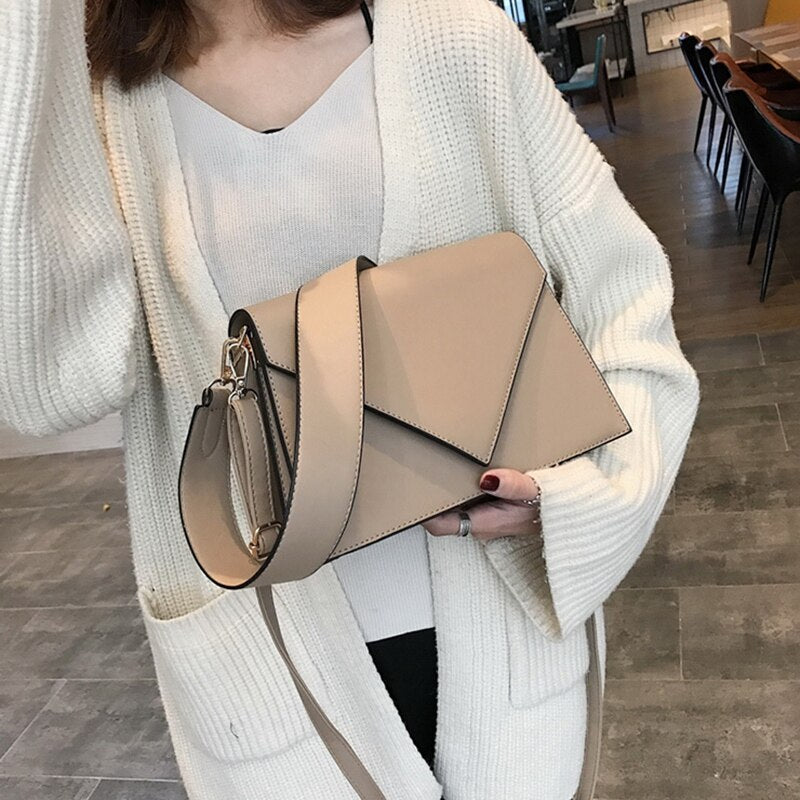 Fashion Casual Handbag Simple Broadband Small Square Bag Personality Shoulder Messenger Bag - ebowsos