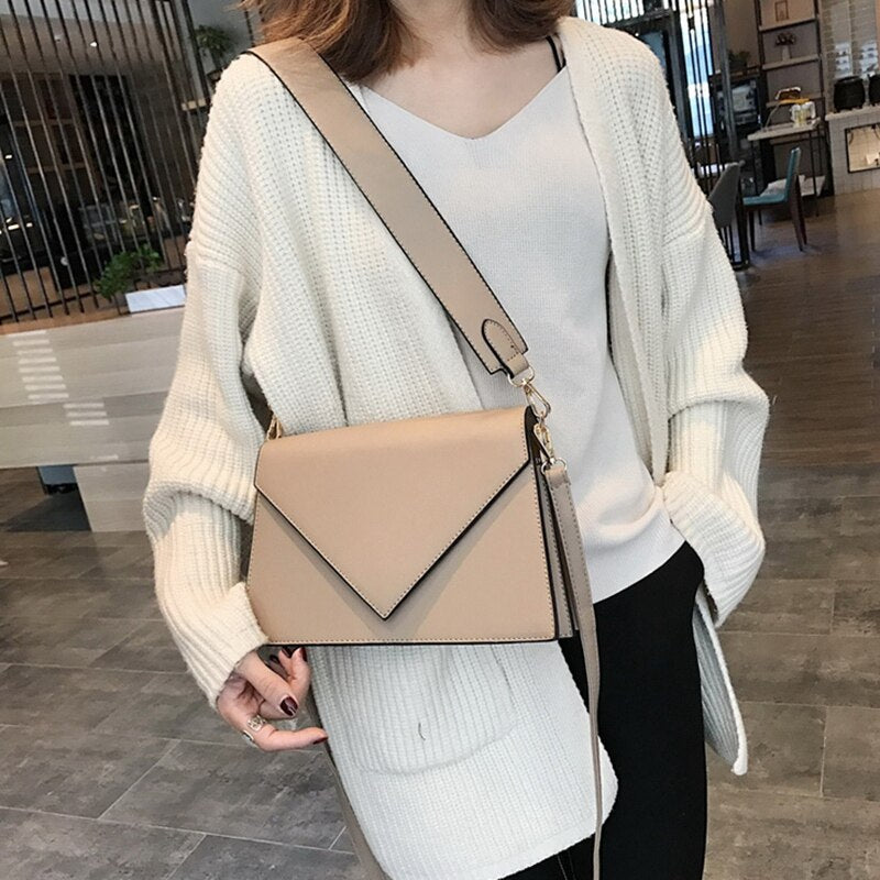 Fashion Casual Handbag Simple Broadband Small Square Bag Personality Shoulder Messenger Bag - ebowsos