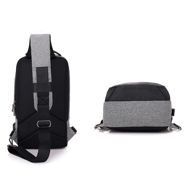 Fashion Casual Sling Chest Bag Unisex Usb Charging One Shoulder Short Trip Bag Crossbody Single Anti Theft Waterproof Dra - ebowsos