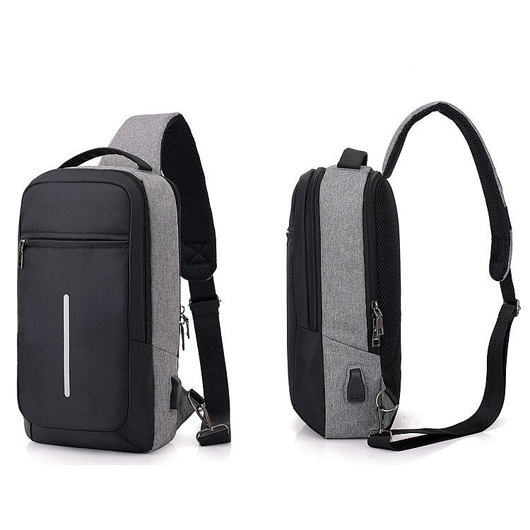 Fashion Casual Sling Chest Bag Unisex Usb Charging One Shoulder Short Trip Bag Crossbody Single Anti Theft Waterproof Dra - ebowsos