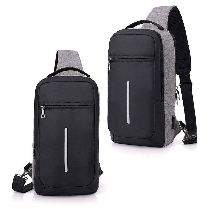 Fashion Casual Sling Chest Bag Unisex Usb Charging One Shoulder Short Trip Bag Crossbody Single Anti Theft Waterproof Dra - ebowsos