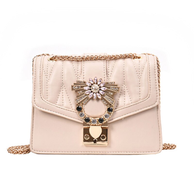Fashion Female Flap Bag Pu Leather Women'S Handbag Diamond Lock Chain Shoulder Messenger Bags Crossbody Bags - ebowsos