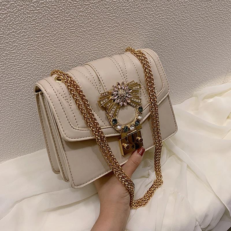 Fashion Female Flap Bag Pu Leather Women'S Handbag Diamond Lock Chain Shoulder Messenger Bags Crossbody Bags - ebowsos