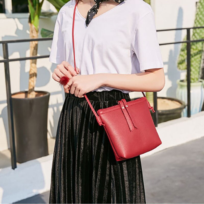 Fashion Female Shoulder Bag Pu Leather Women Handbag Solid Tote Bag Crossbody Bags Leather Women Messenger Bag - ebowsos