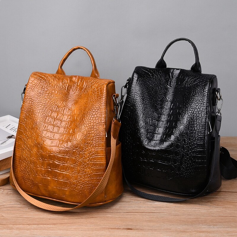 Fashion Handbag Casual Crocodile Shoulder Bag Messenger Bag Ladies Purse Travel Bag - ebowsos