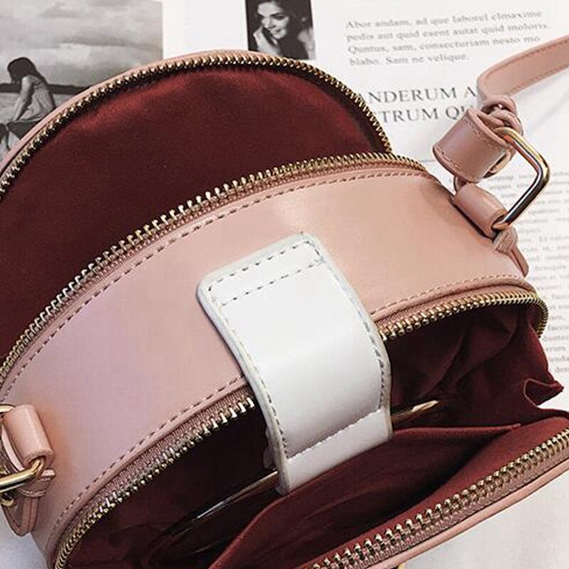 Fashion Ladies Handbags Solid Color Chain Small Round Bag Contrast Color Wild Shoulder Bag - ebowsos